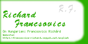 richard francsovics business card